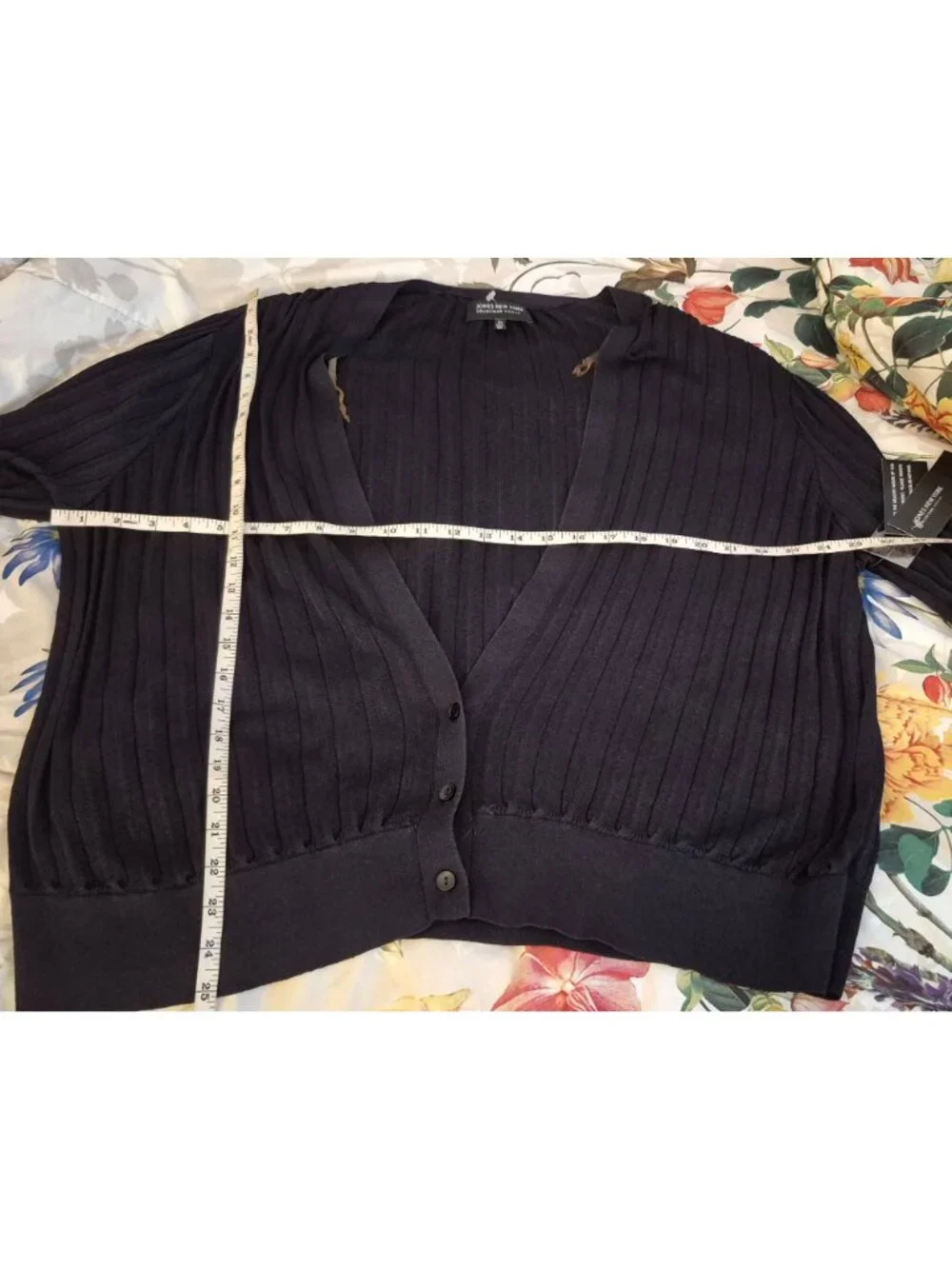 Jones New York Black Ribbed Rayon Blend Long Sleeve Cardigan 2X NWT
